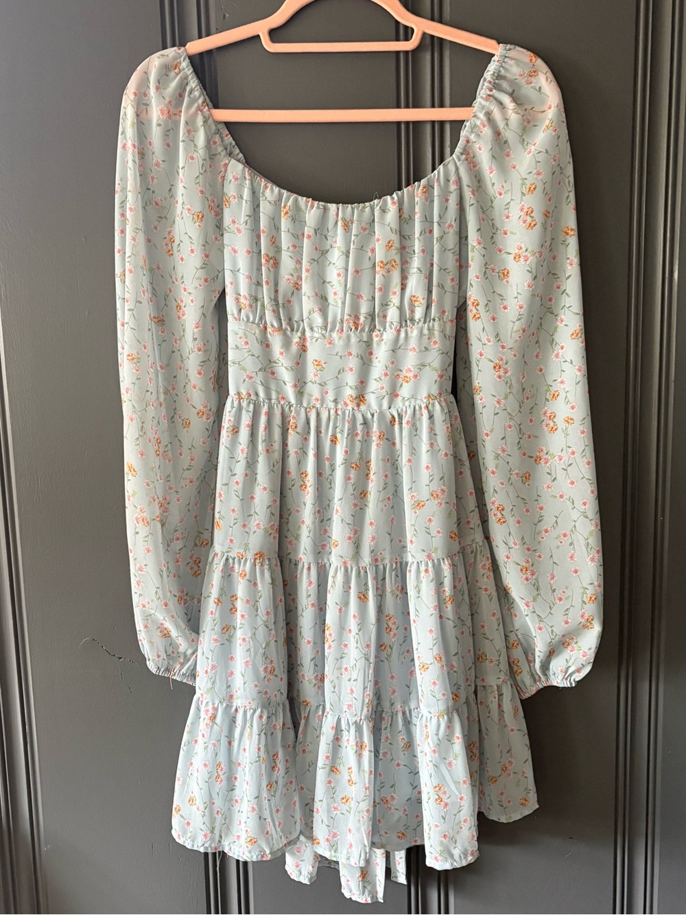Altar'd State Pale Blue Floral Mini Dress